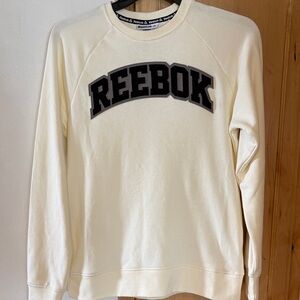 Reebok Men’s Cream Crewneck with Black Logo Arch